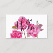 Hallo, Pink Rose Floral Visitenkarte (Vorderseite)