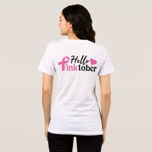 Hallo PinkOctober Brustkrebs Monat Tri-Blend Shirt (Rückseite voll)