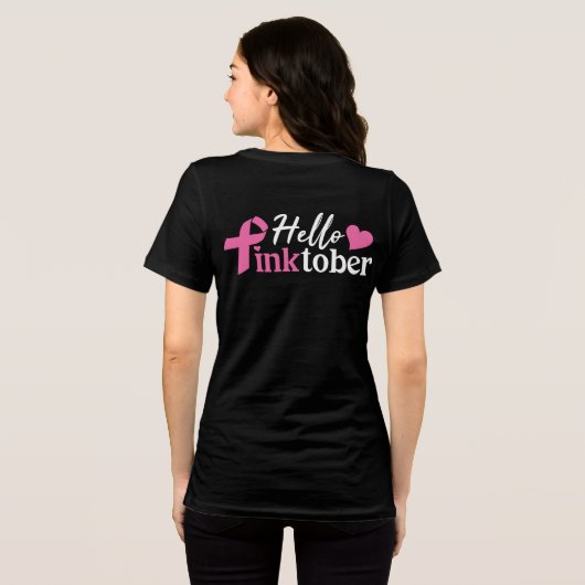 Hallo PinkOctober Brustkrebs Monat Tri-Blend Shirt (Rückseite voll)