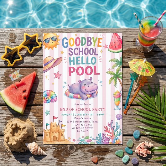 Hallo Pool Urlaub Streifen Einladung