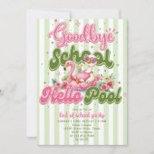 Hallo Poolparty Grüne Streifen Einladung (Vorderseite)