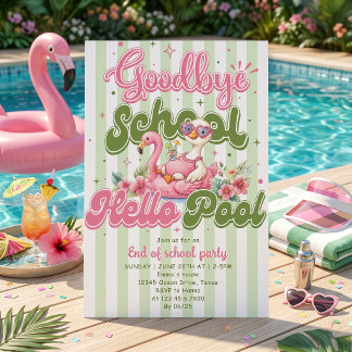 Hallo Poolparty Grüne Streifen Einladung