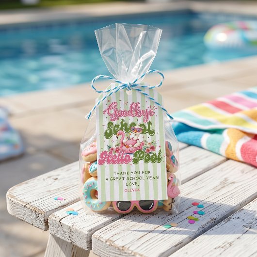 Hallo Poolparty Grüne Streifen Geschenkanhänger