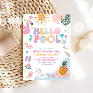 Hallo Poolparty Sommer Geburtstagseinladung Einladung