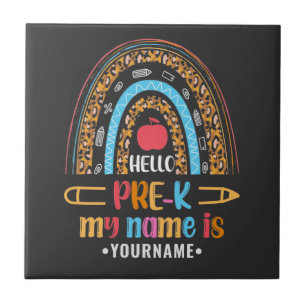 Hallo Pre K Back to School Preschool Geschenke Fliese