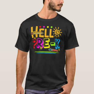 Hallo Pre K Fun Zurück zum Schullehrer T-Shirt