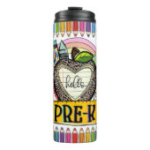 Hallo Pre-K Lehrer Bewertung Thermal Tumbler Thermosbecher (Vorderseite)