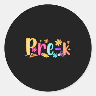 Hallo Pre-k Lehrerin Girl Kinder Preppy Prek zurüc Runder Aufkleber