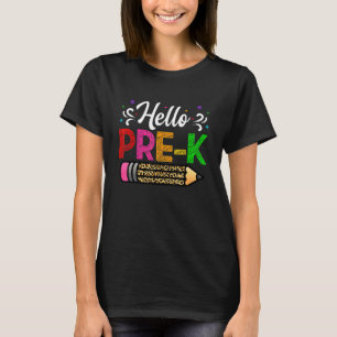 Hallo Pre K Leopard Kinder zurück zur Schule Lehre T-Shirt