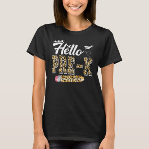 Hallo Pre K Leoparden Druck Pre K Zurück zur Schul T-Shirt
