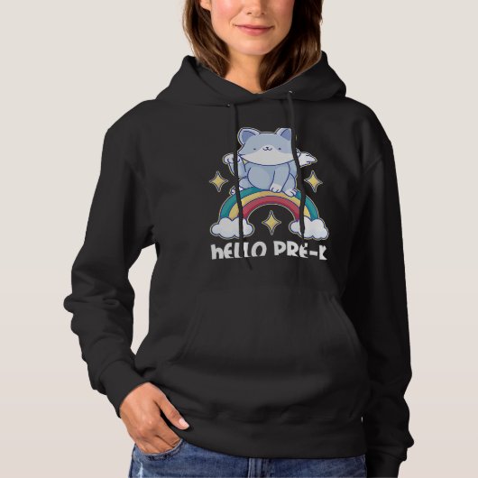 Hallo Pre K mit Cat for School Hoodie (Vorderseite)