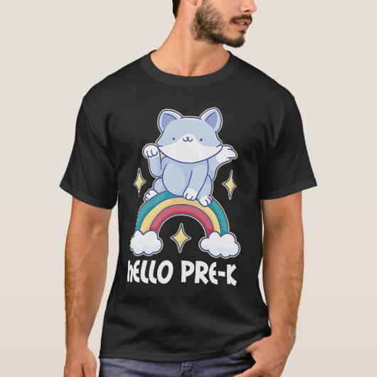 Hallo Pre K mit Cat for School T-Shirt (Vorderseite)