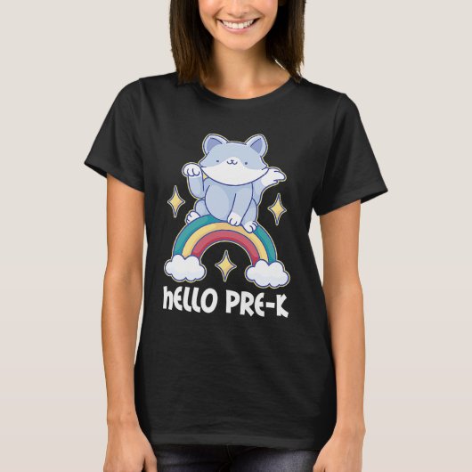 Hallo Pre K mit Cat for School T-Shirt (Vorderseite)