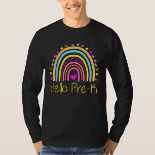 Hallo Pre K Rainbow Team Hallo Vorschule Rocks Squ T-Shirt