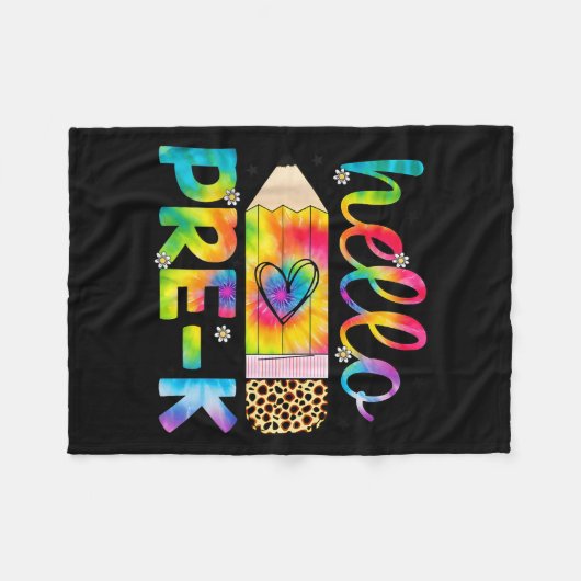 Hallo Pre-k Stift Gefärbte Krawatte zurück zur Sch Fleecedecke (Vorderseite (Horizontal))