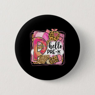 Hallo Pre-k-Team Prek Byck Zur Schule Lehrer Mädch Button