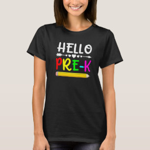 Hallo Pre K Zurück zur Schule Erster Tag der Schul T-Shirt