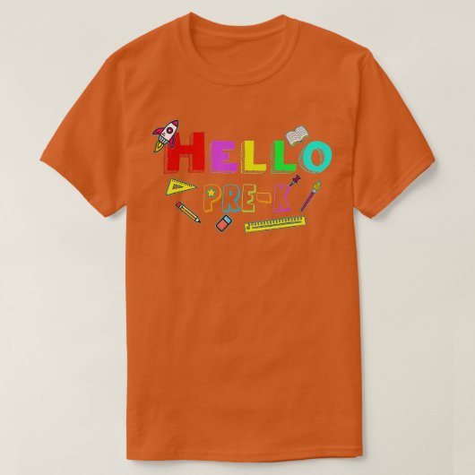 Hallo PreK Lehrer Student zurück zur Schule T-Shirt (Design vorne)
