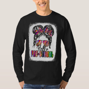 Hallo Preschool Back to School Messy Bun Girls T-Shirt