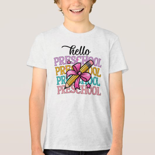 Hallo Preschool Colorado Lehrerin Stift Tri-Blend Shirt (Vorderseite)