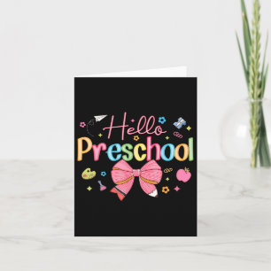Hallo Preschool Coquette Bow zurück zur Schule Leh Karte