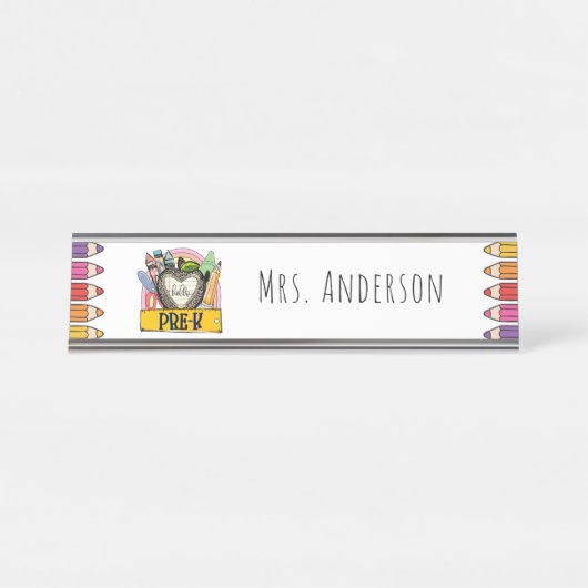 Hallo Preschool Lehrer Geschenktafel Name Plakat Schreibtischnamensplakette (Vorderseite )