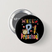 Hallo Preschool Retro Lehrer Kleinkind Mädchen zur Button (Vorne & Hinten)