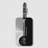Hallo Professional Faux Silver Metallic Gepäckanhänger (Vorderseite Vertikal)