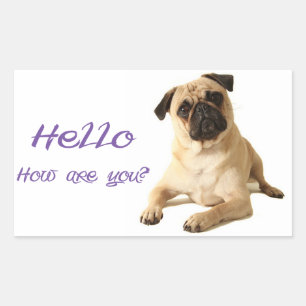 Hallo Pug Welpe Hund Aufkleber / Etikett