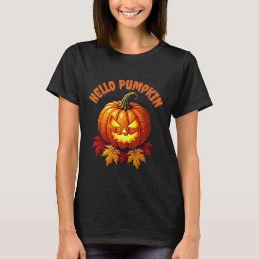 Hallo Pumpkin Autumn Halloween T-Shirt (Vorderseite)