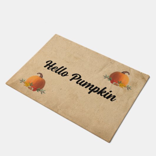 Hallo Pumpkin Fall Fußmatte (Schrägansicht)