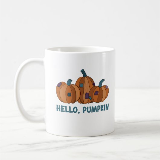 Hallo, Pumpkin Fall Herbst Grafik Kaffeetasse (Links)