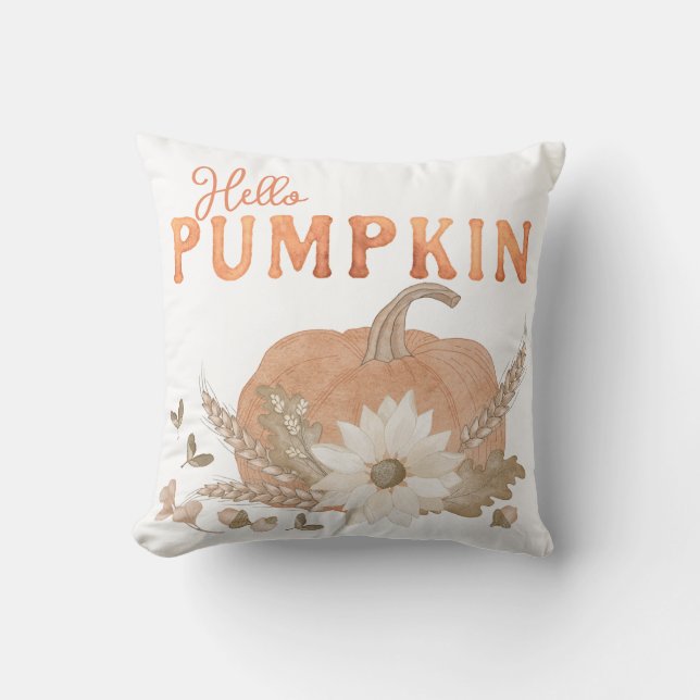 Hallo Pumpkin Fall Throw Kissen für Herbst Dekorat (Vorderseite)