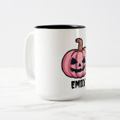 Hallo pumpkin Halloween Personalized name Zweifarbige Tasse (Vorderseite Links)