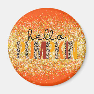 Hallo Pumpkin Herbst Autumn Text und Farbe anpasse Magnet