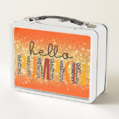 Hallo Pumpkin Herbst Autumn Text und Farbe anpasse Metall Brotdose (Rückseite)