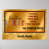Hallo Pumpkin Herbst Autumn Text und Farbe anpasse Poster (Vorne)
