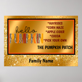Hallo Pumpkin Herbst Autumn Text und Farbe anpasse Poster