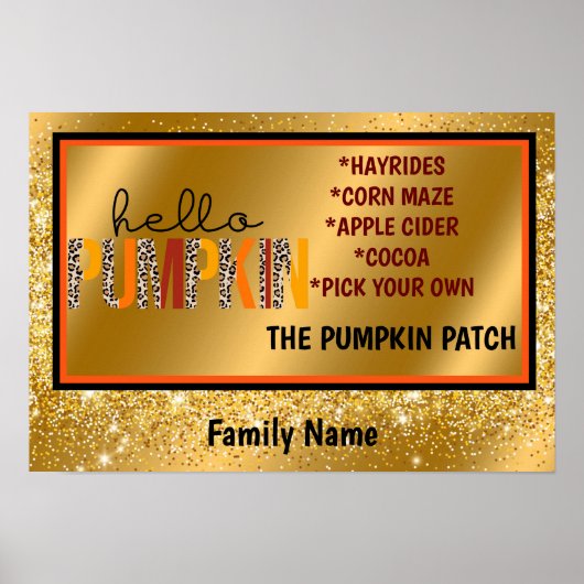 Hallo Pumpkin Herbst Autumn Text und Farbe anpasse Poster (Vorne)