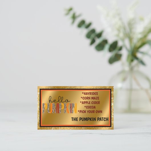 Hallo Pumpkin Herbst Autumn Text und Farbe anpasse Visitenkarte (Stehend Vorderseite)