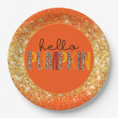Hallo Pumpkin Herbst Farbe anpassen Pappteller (Vorderseite)