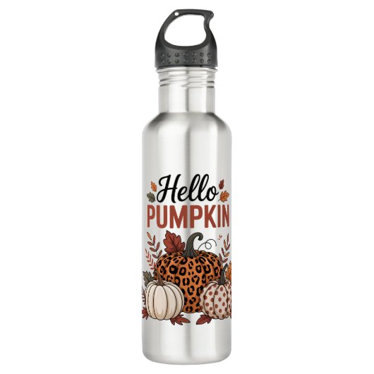 Hallo Pumpkin Herbst Herbst Edelstahlflasche (Vorderseite)