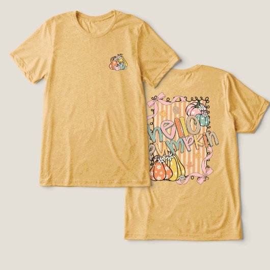Hallo Pumpkin Herbstsaison Tri-Blend Shirt (Design Vorderseite & Rückseite)