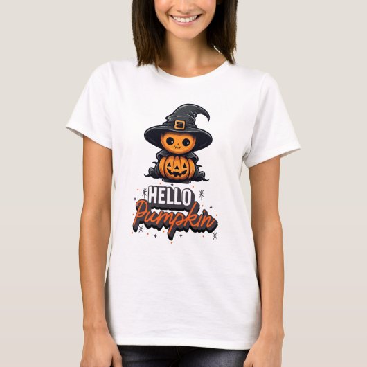 Hallo Pumpkin Niedlich Halloween T-Shirt (Vorderseite)