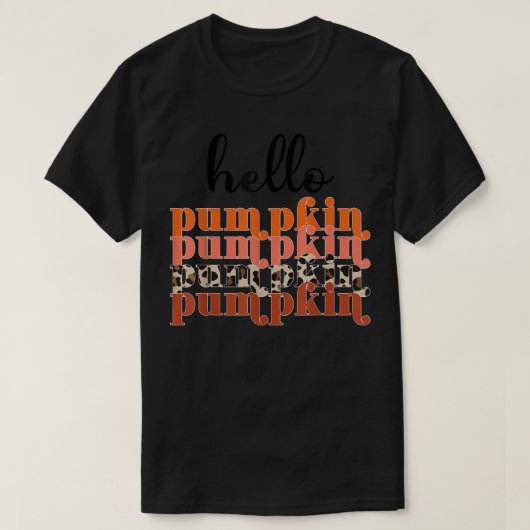 Hallo Pumpkin Retro Leopard Hallo Herbstwärme T-Shirt (Design vorne)