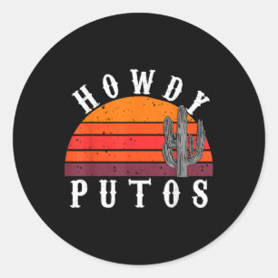 Hallo Putos Lustiger Kaktus Retro Vintage Cowboy Runder Aufkleber