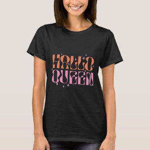 Hallo Queen Sterne Pink Orange Schwarz Halloween T-Shirt