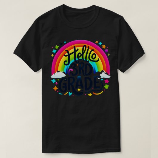 Hallo Rainbow Leopard 3. Klasse Zurück zur Schulbü T-Shirt (Design vorne)