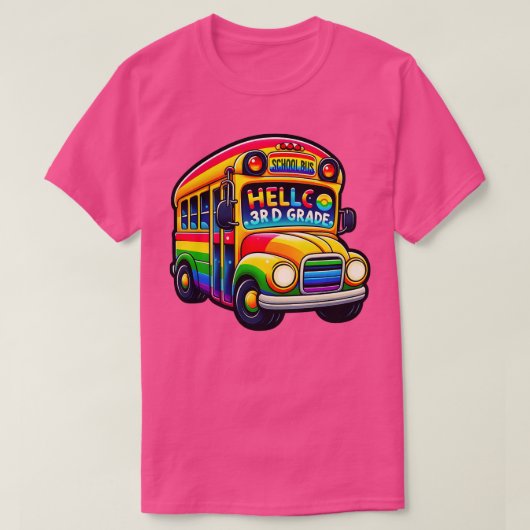 Hallo Rainbow Leopard 3. Klasse Zurück zur Schulbü T-Shirt (Design vorne)