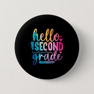 Hallo Rainbow Pencil Mädchen der zweiten Klasse Button